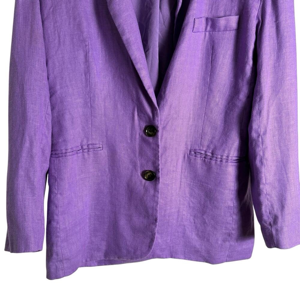 Ronny Kobo Klover Purple Linen Oversized Two Button Blazer Jacket Size Medium - Picture 6 of 13
